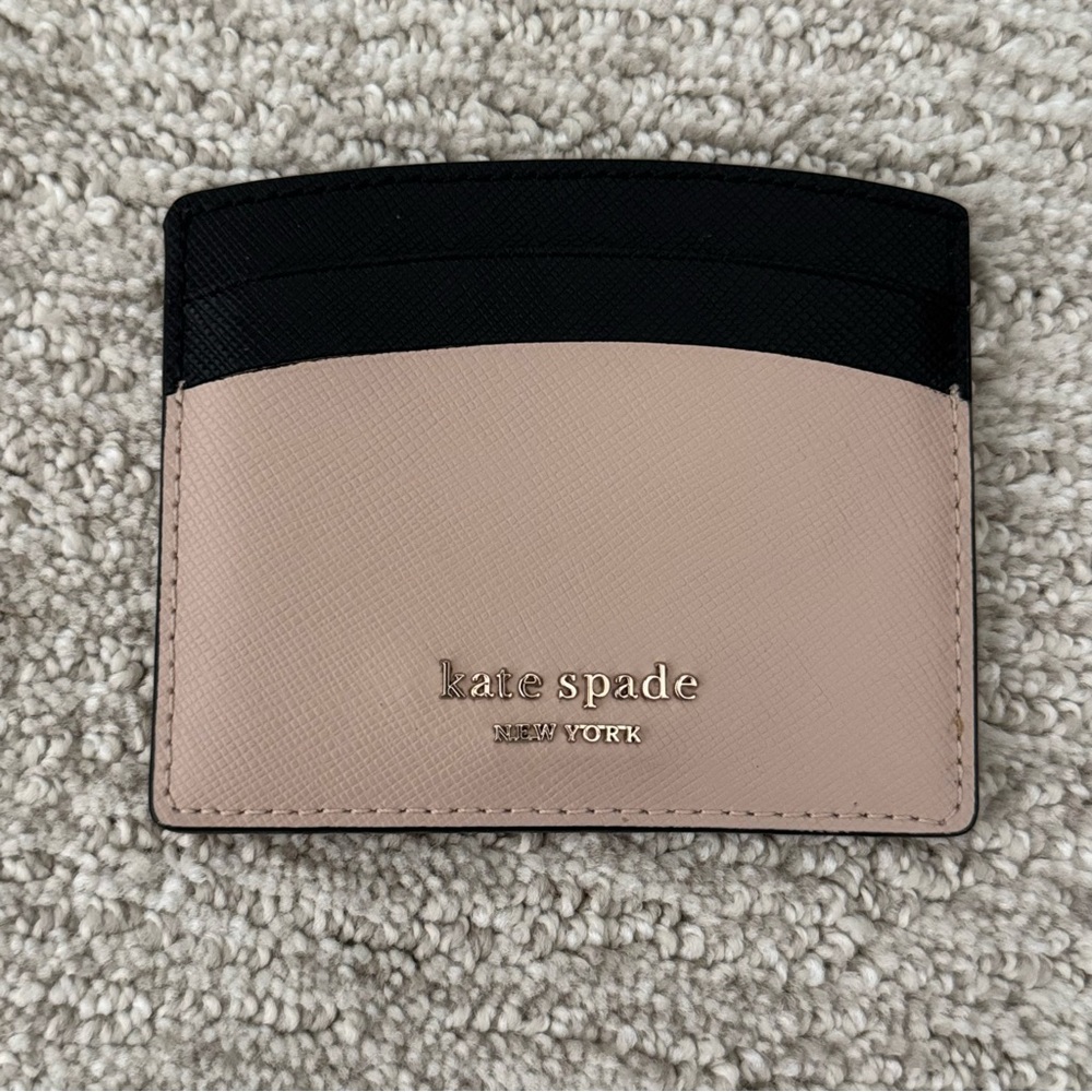 Kate Spade Small Slim Card Holder Cameron WARM BEIGE & BLACK